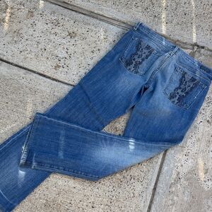 Citizens Of Humanity Blue Boot Cut Jeans with Lace Accents